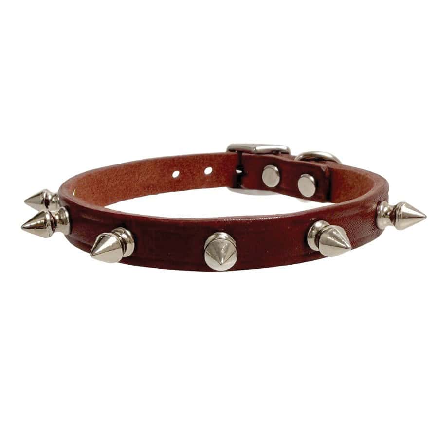 Omni Pet® Brown Studded Leather Dog Collar 1/2"