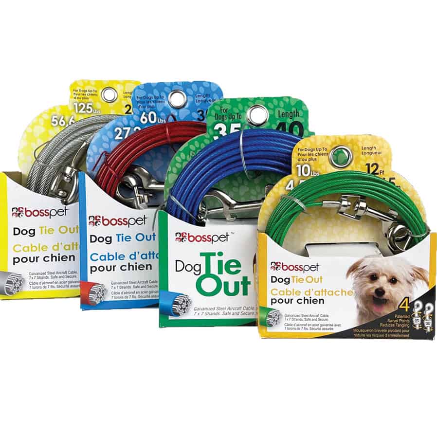 Master Equipment Boss Pet Puppy Tie Out Cable - 12 Foot Vinyl Coated Cable For Dogs Up To 10 Lbs