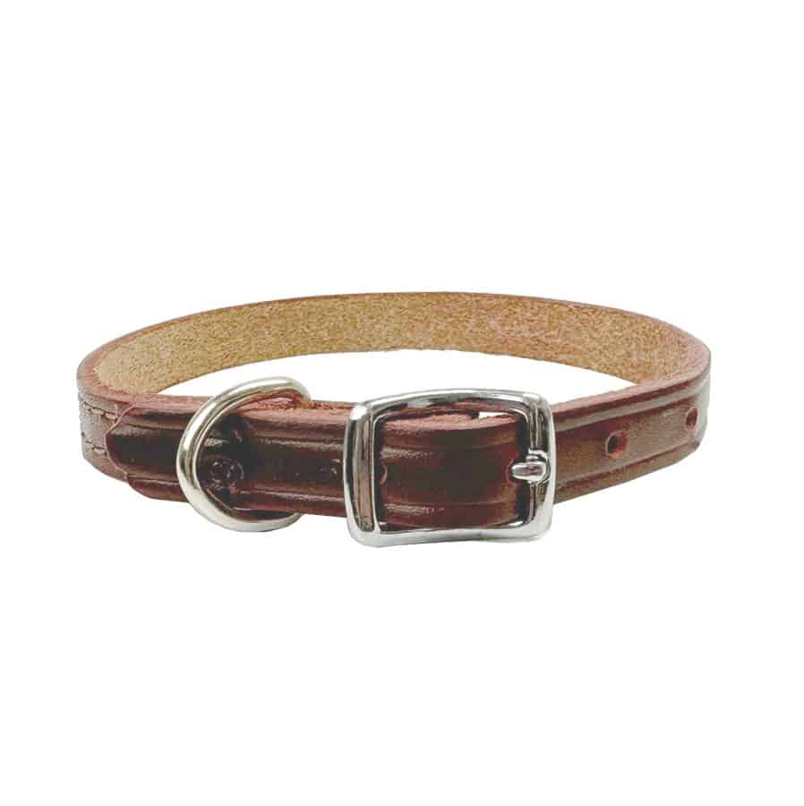 Latigo Brown/Red Leather Dog Collar Small 1/2