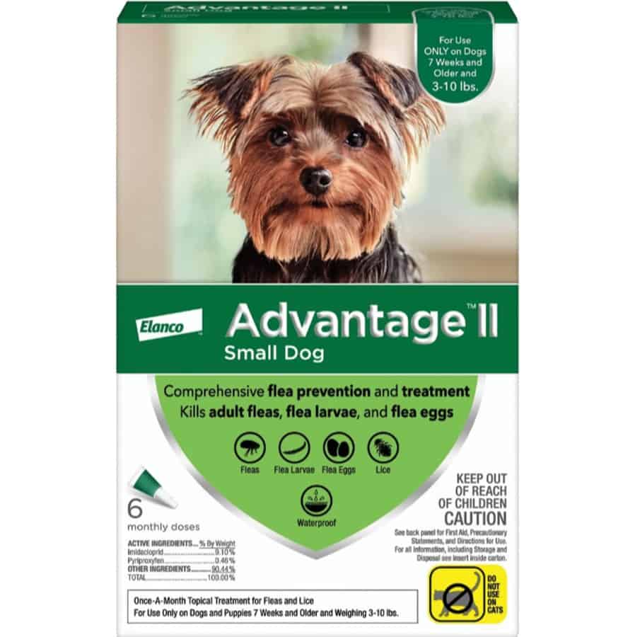 Advantage II Flea Spot-On for Small Dogs 3-10 lbs 6 Pack