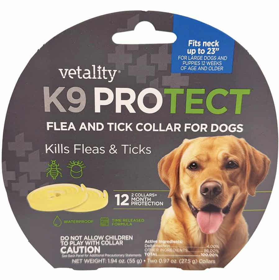 Vetality Protect Flea & Tick Collar for Medium-Large Dogs 26" (2 Collars)