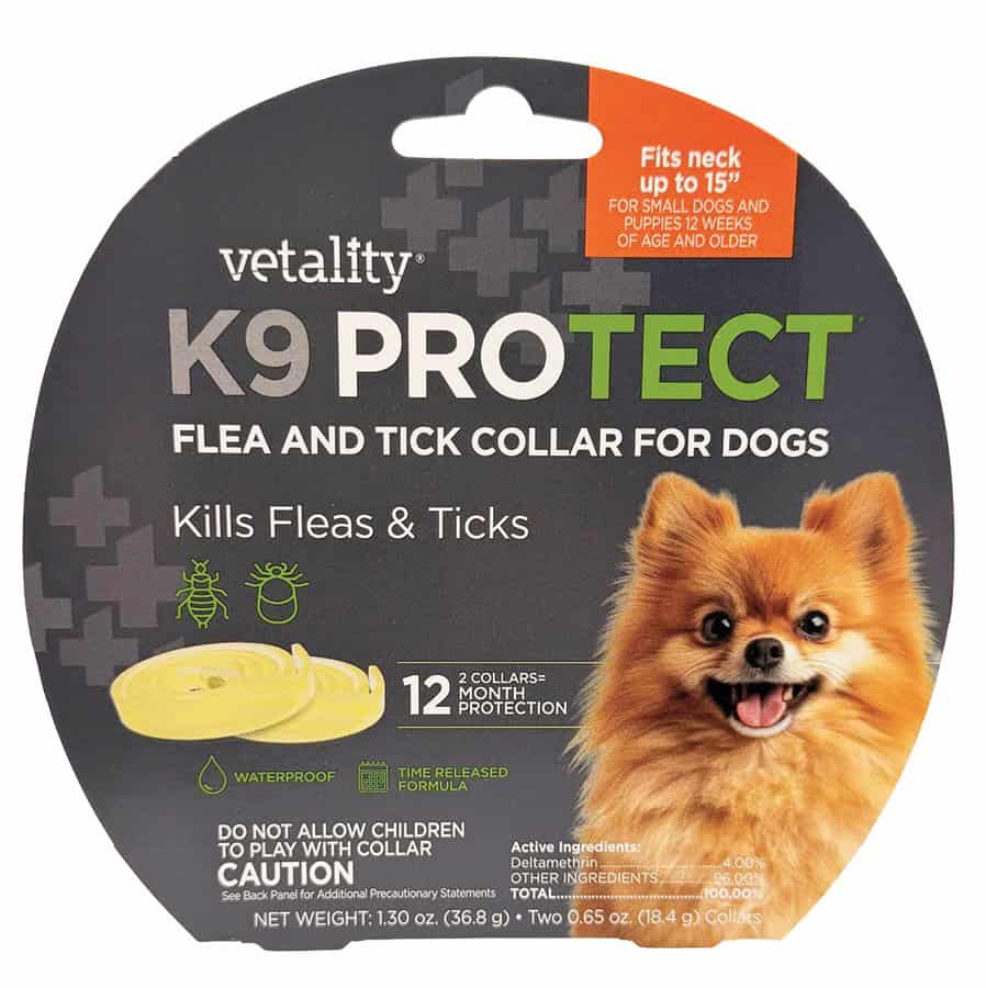 Vetality Protect Flea & Tick Collar for Small-Medium Dogs 15" (2 Collars)