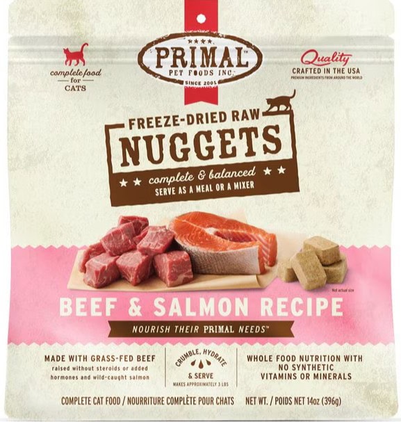 Primal Freeze Dried Nuggets Beef & Salmon Recipe for Cats 14 oz