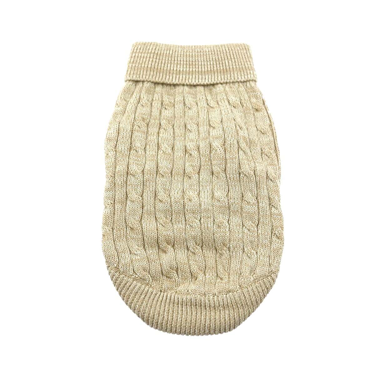 Doggie Design Cotton Cable Knit Dog Sweater - Oatmeal