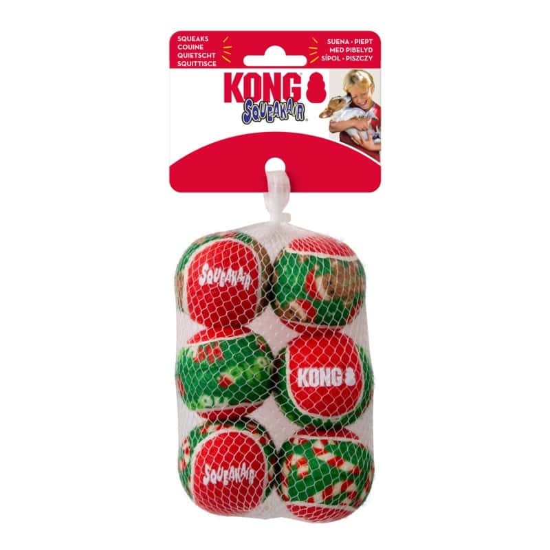 KONG Holiday SqueakAir Balls 6-pk Small