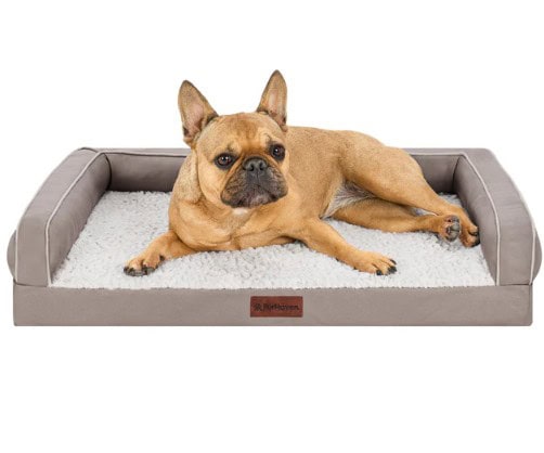 Textured Plush & Coated Poly Modern Sofa Pet Bed - Greige