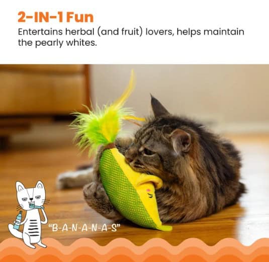 Catstages® Peelin' Good Banana Kicker Dental Catnip Toy