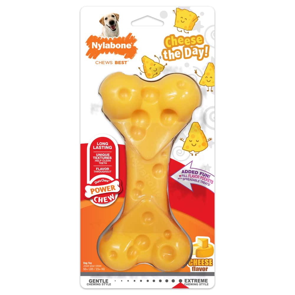 Nylabone® Power Chew Cheese Bone Dog Chew Toy – Medium
