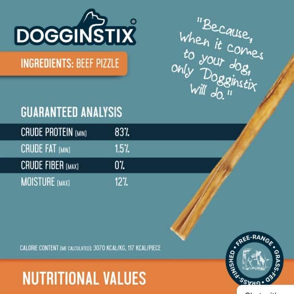 DogginStix Bully Stick Natural Dog Chew 12"