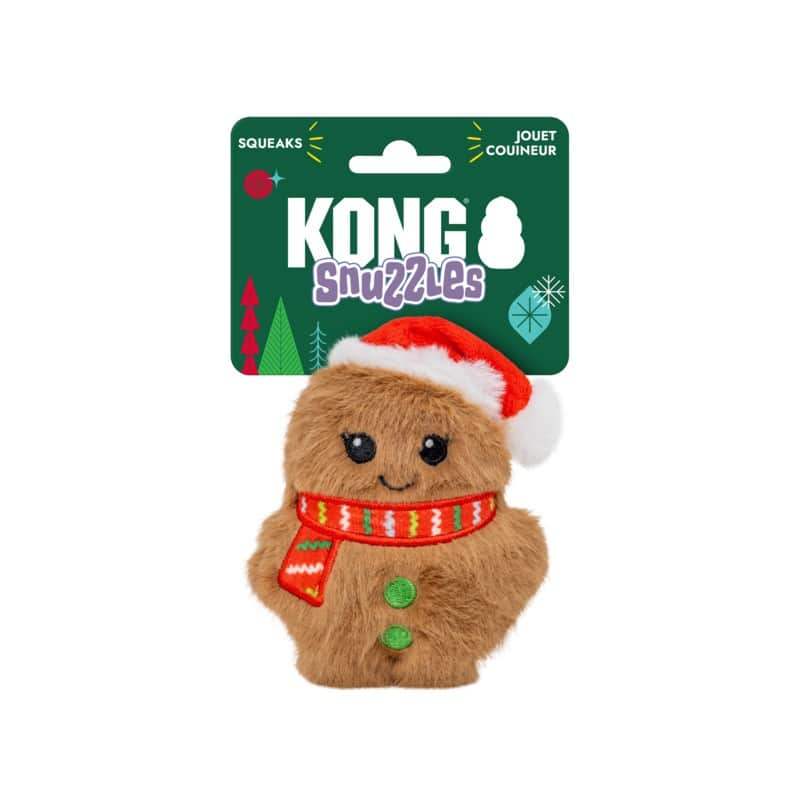 KONG Holiday Snuzzles Mini Santa Gingerbread Dog Toy XS