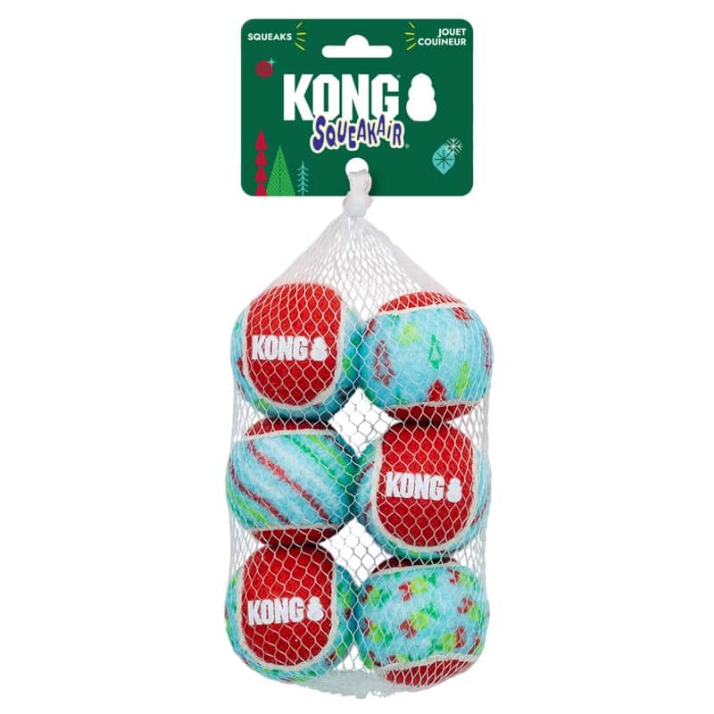 KONG® Holiday SqueakAir® Tennis Balls – Medium 6 Pack