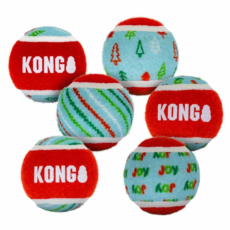 KONG Holiday SqueakAir® Tennis Balls 6-pk SM