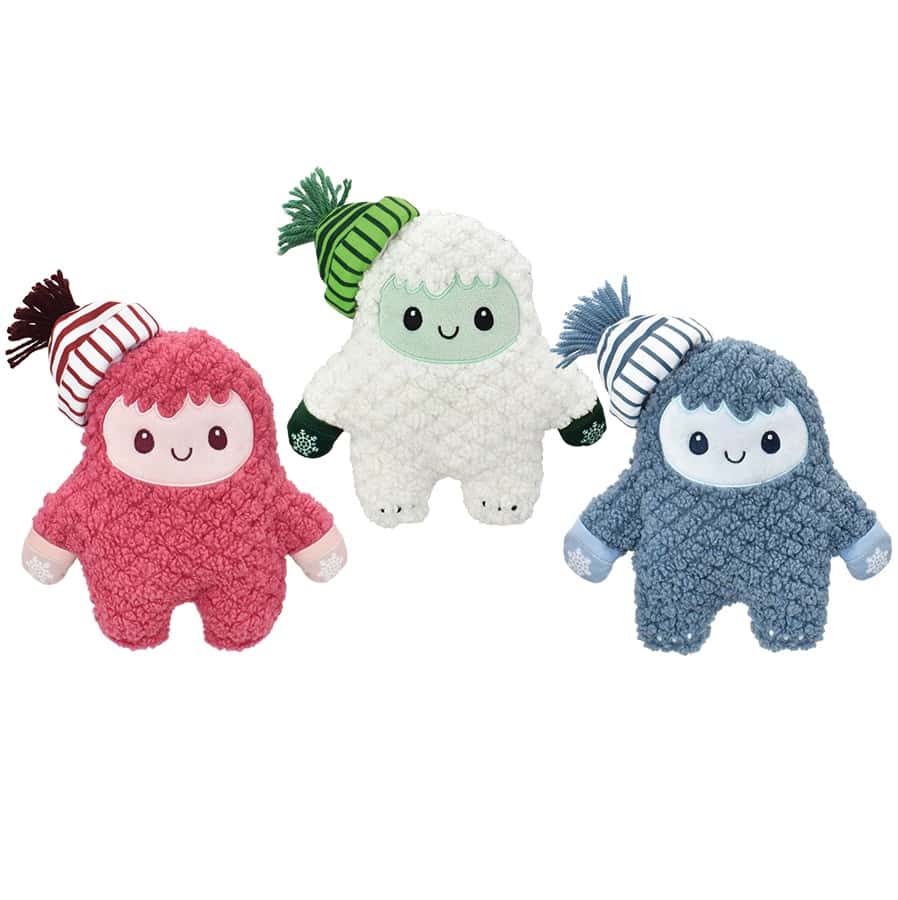 Multipet® Assorted Winter Fleece Yeti Plush Dog Toy 10"